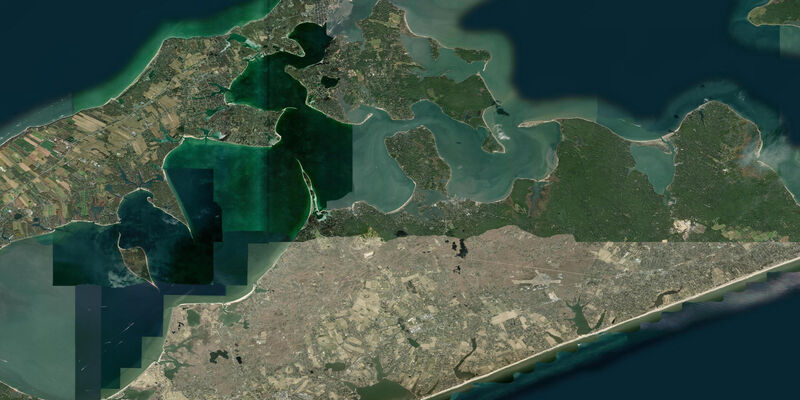 Satellite view of the coast near Sag Harbor, NY