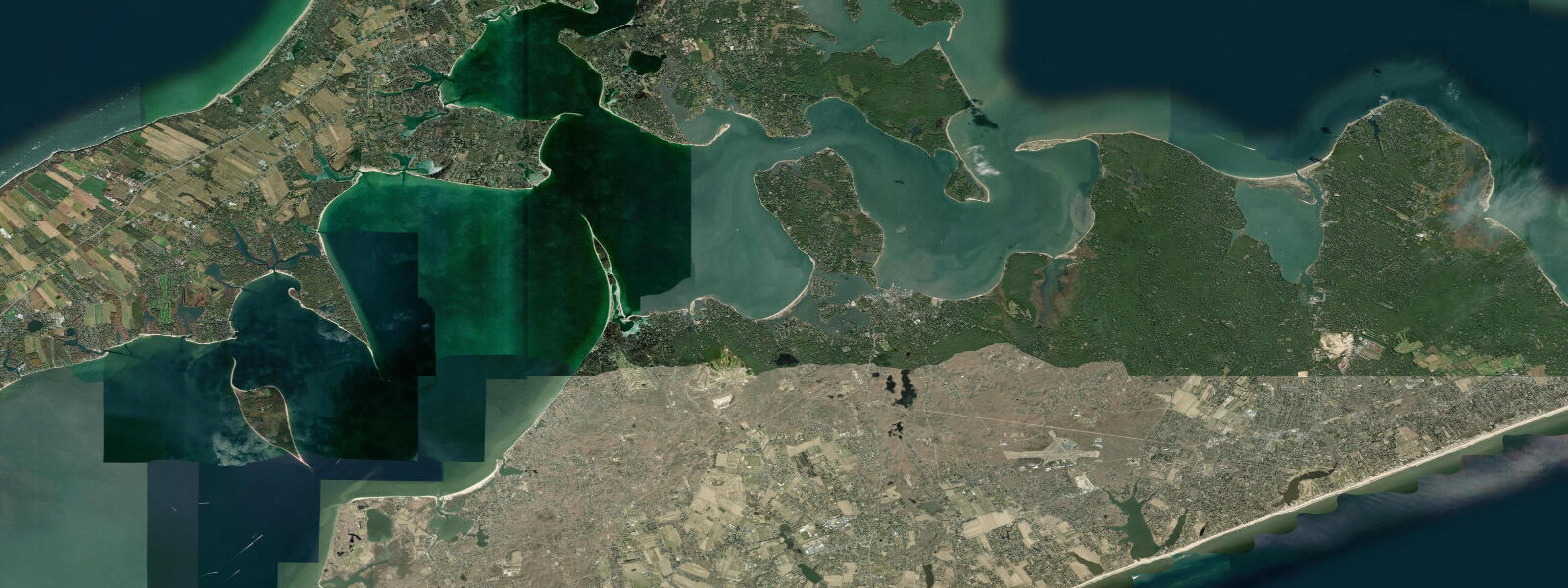 Satellite view of the coast near Sag Harbor, NY