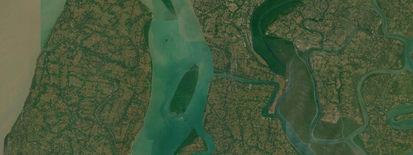 Satellite view of the coast near Sagar Island