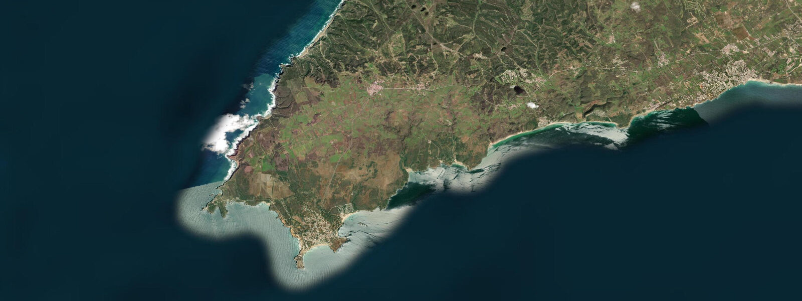 Satellite view of the coast near Sagres