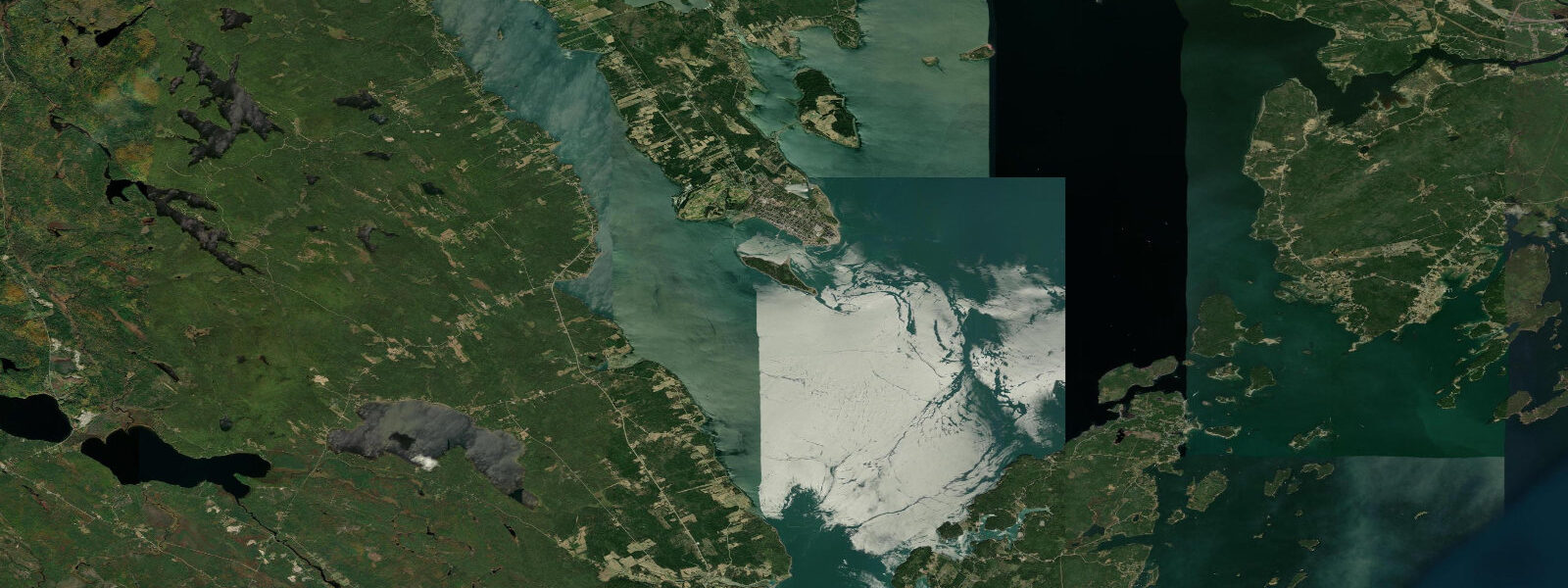 Satellite view of the coast near Saint Croix Island