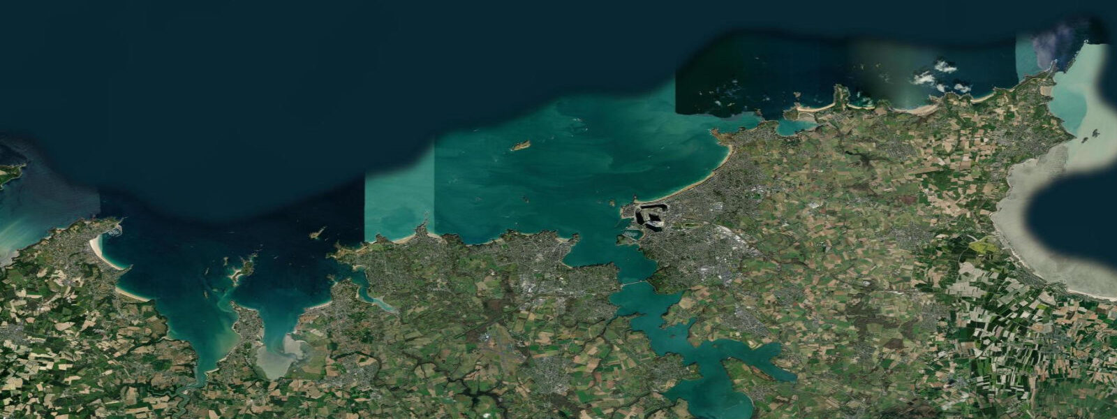 Satellite view of the coast near Saint-Malo, Brittany