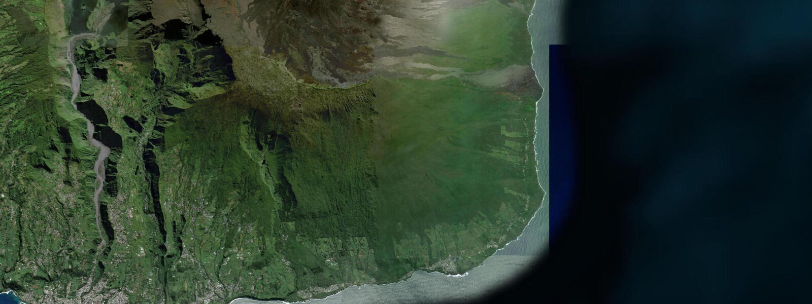 Satellite view of the coast near Saint-Philippe