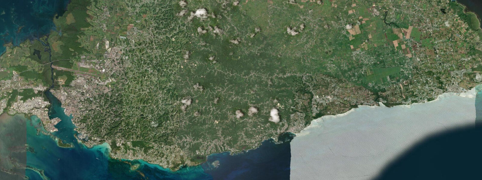 Satellite view of the coast near Sainte-Anne