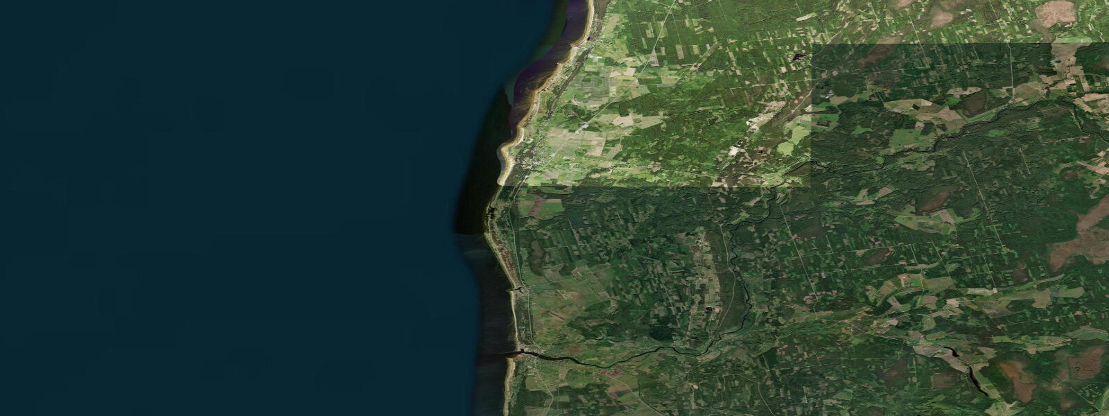 Satellite view of the coast near Salacgrīva, Latvia
