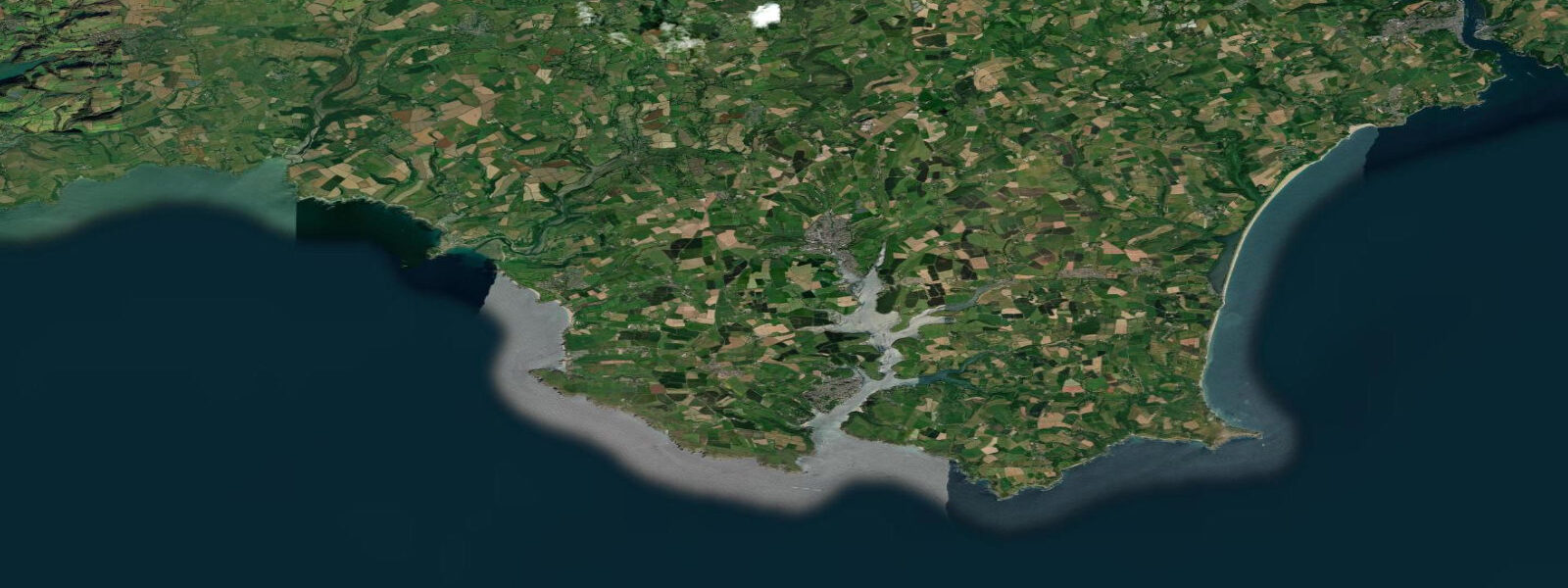 Satellite view of the coast near Salcombe