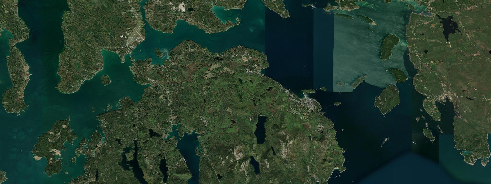 Satellite view of the coast near Salsbury Cove