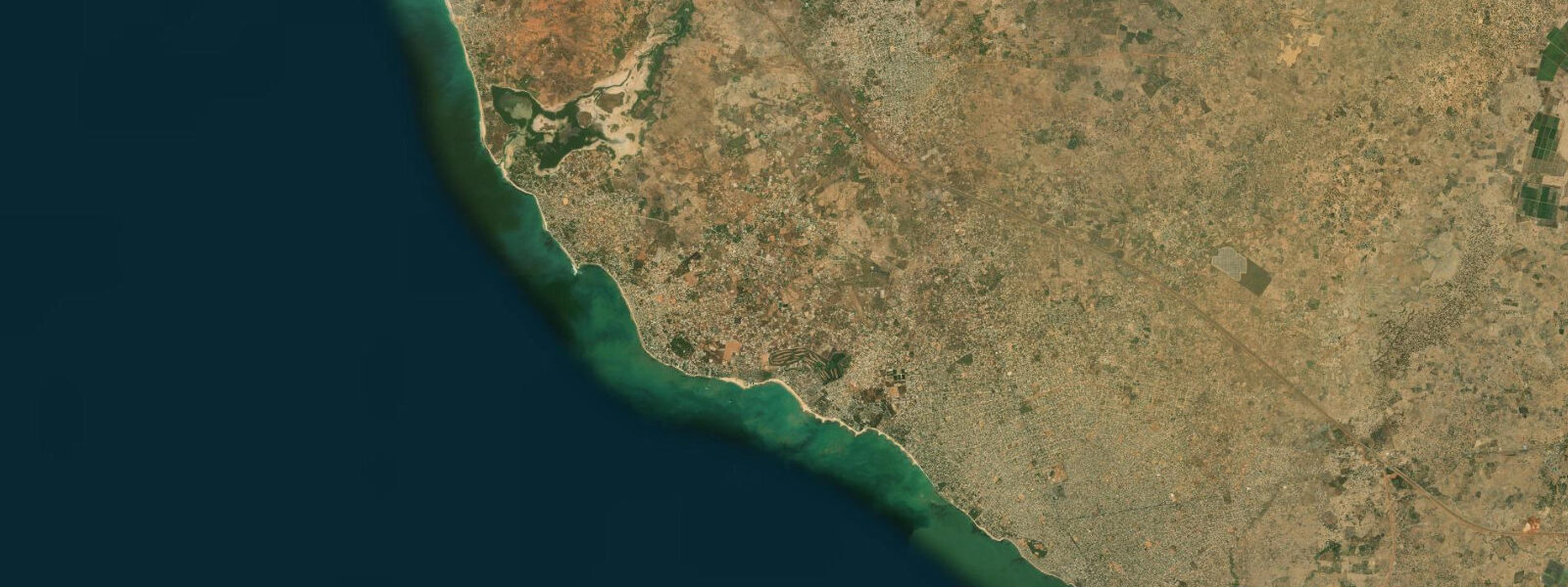 Satellite view of the coast near Saly