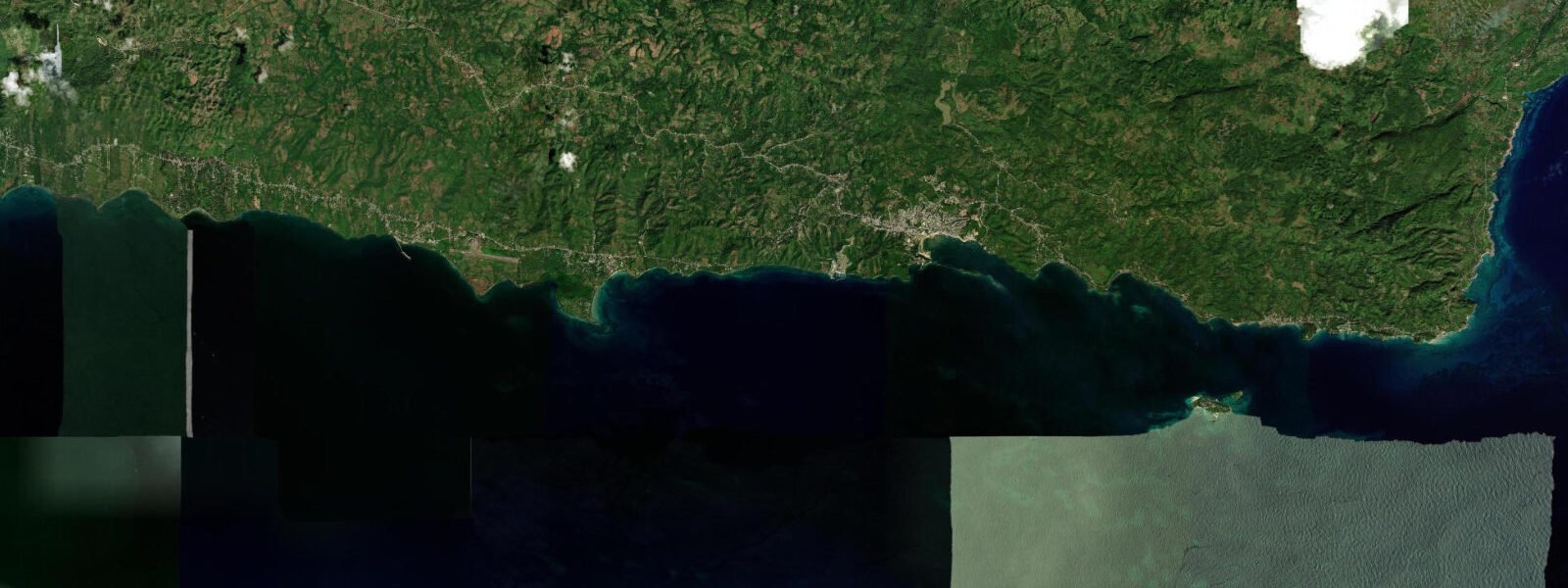 Satellite view of the coast near Samaná