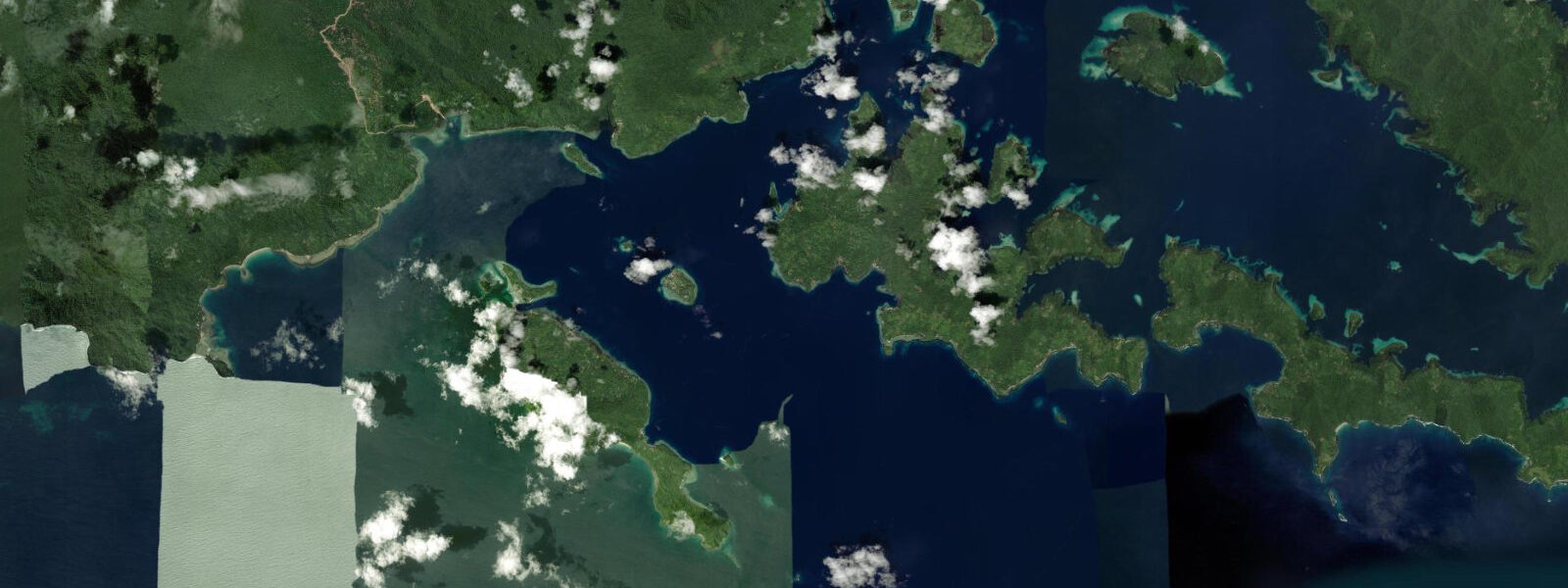 Satellite view of the coast near Samarai Island, Milne Bay