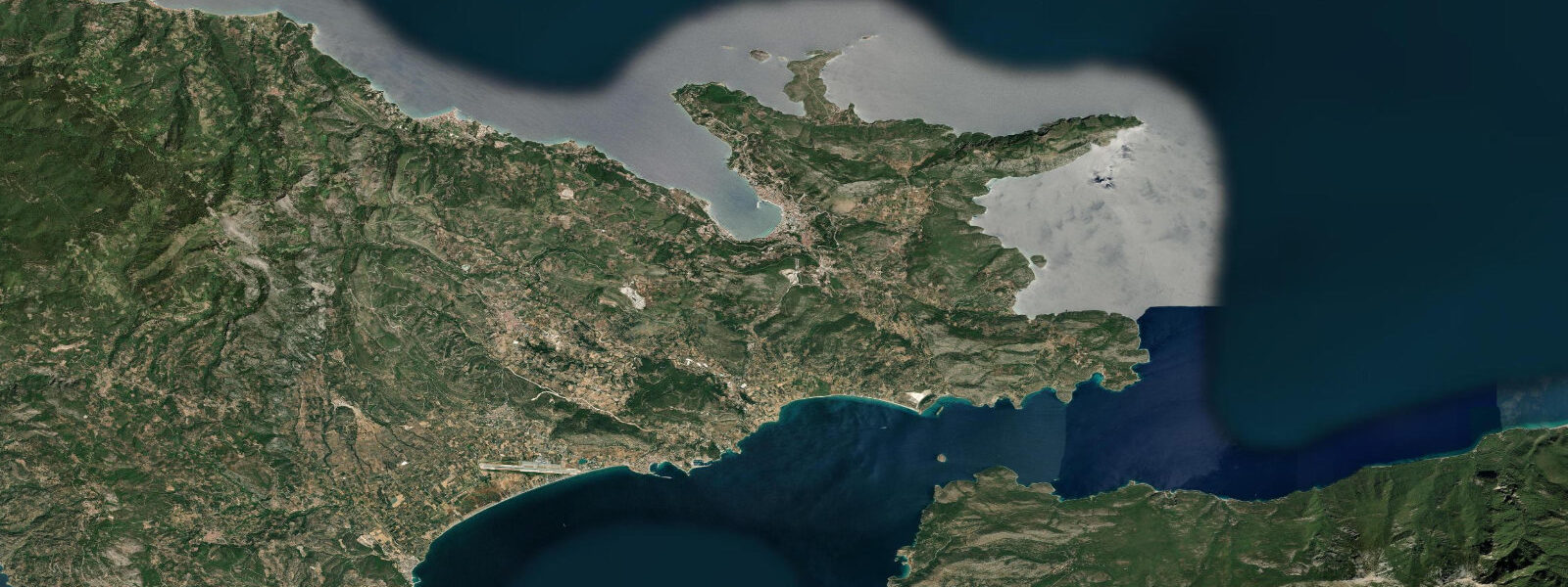 Satellite view of the coast near Vathy, Samos