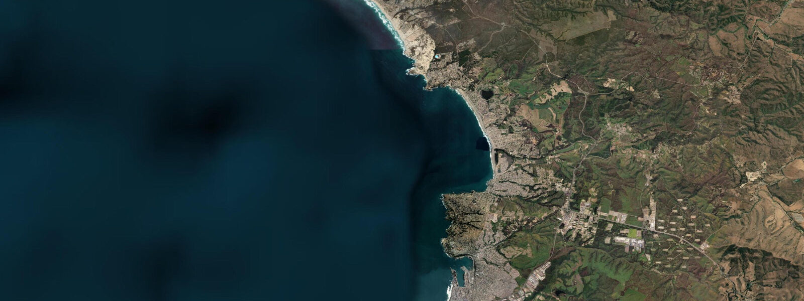 Satellite view of the coast near San Antonio, Valparaíso Region