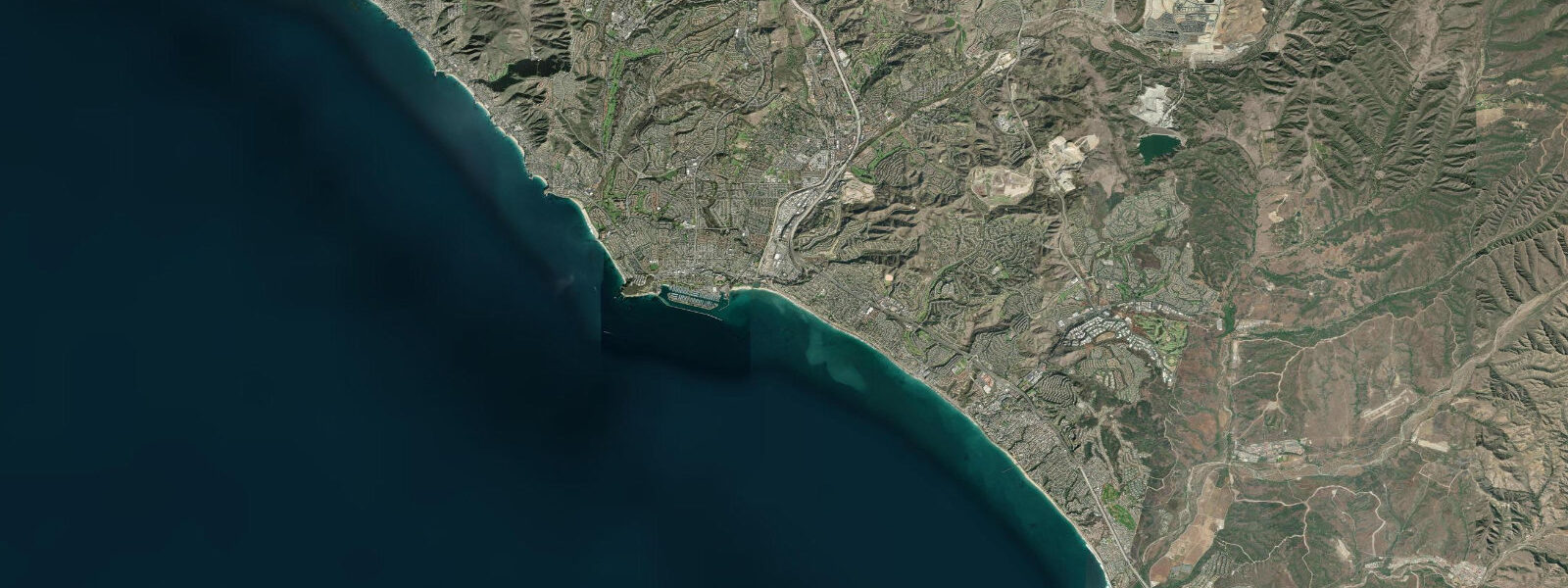 Satellite view of the coast near San Clemente