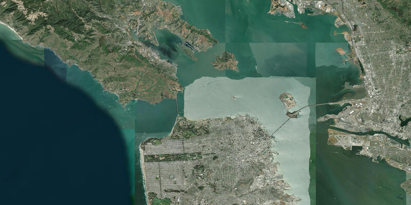 Satellite view of the coast near San Francisco, CA