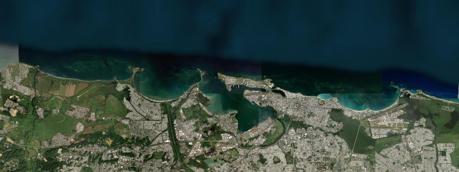 Satellite view of the coast near San Juan