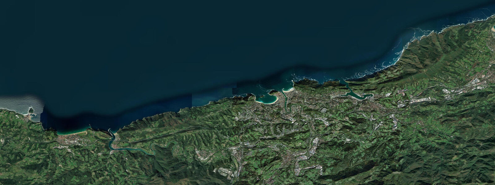 Satellite view of the coast near San Sebastián