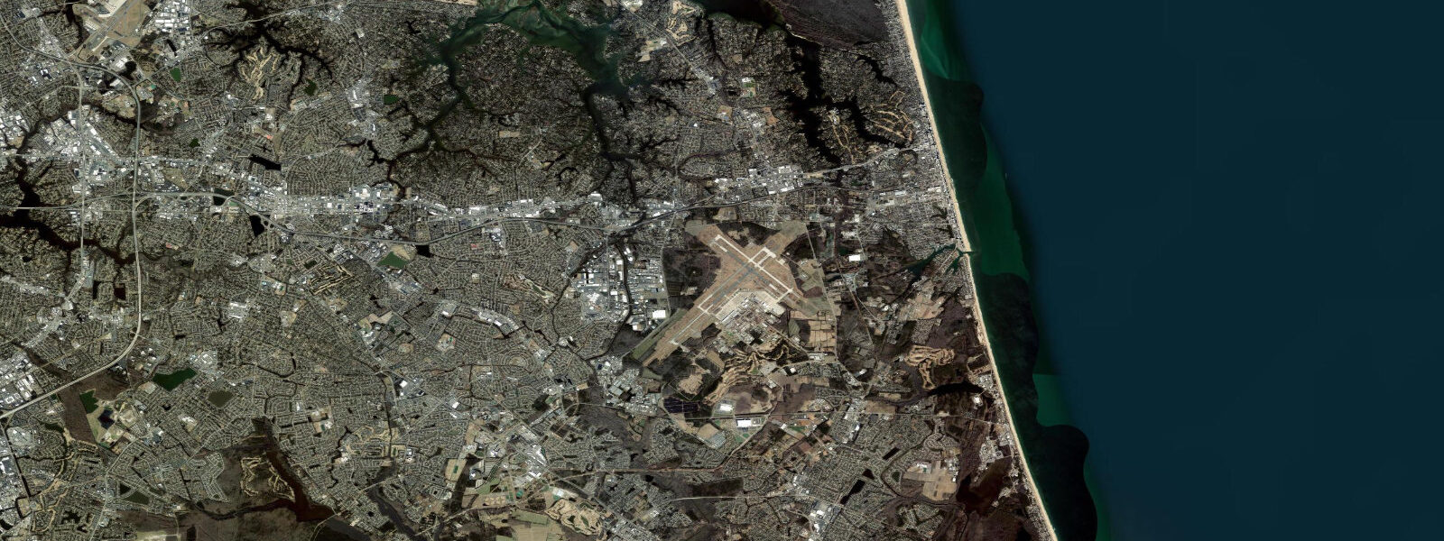 Satellite view of the coast near Sandbridge