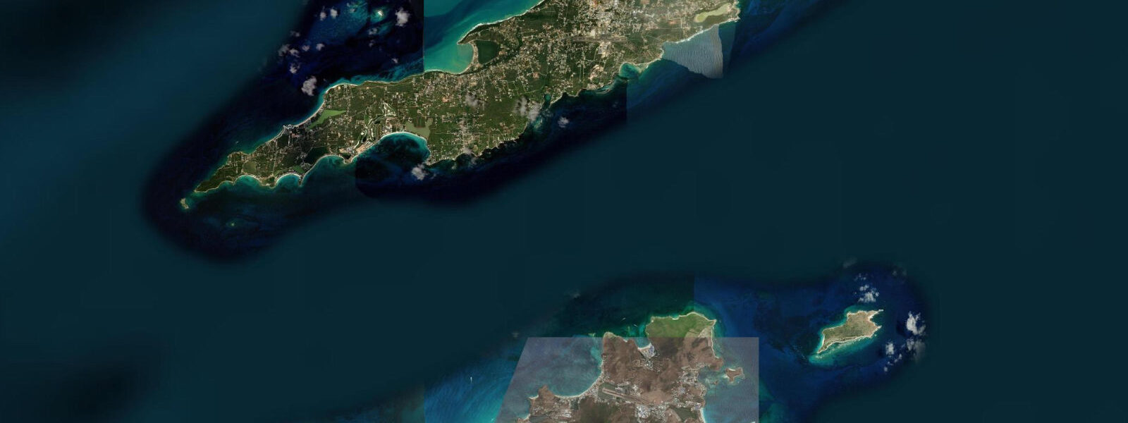 Satellite view of the coast near Sandy Ground, Anguilla
