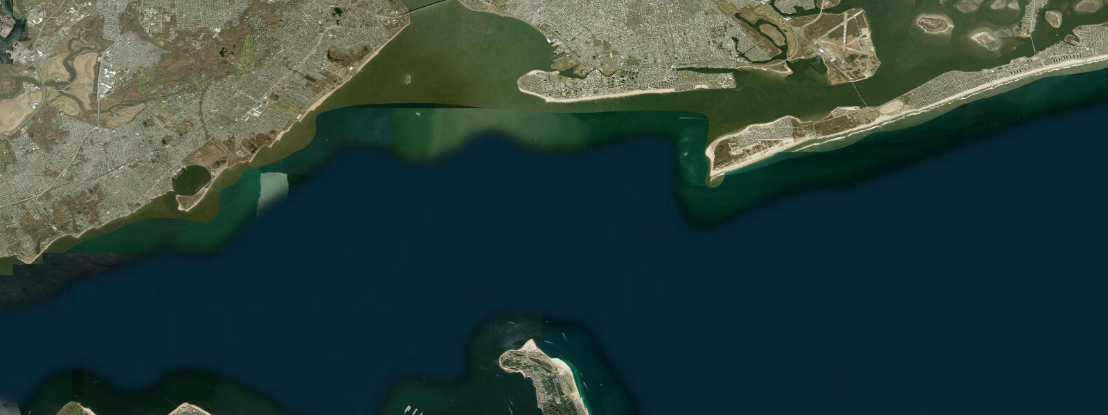 Satellite view of the coast near Sandy Hook, NJ