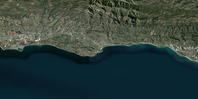 Satellite view of the coast near Santa Barbara
