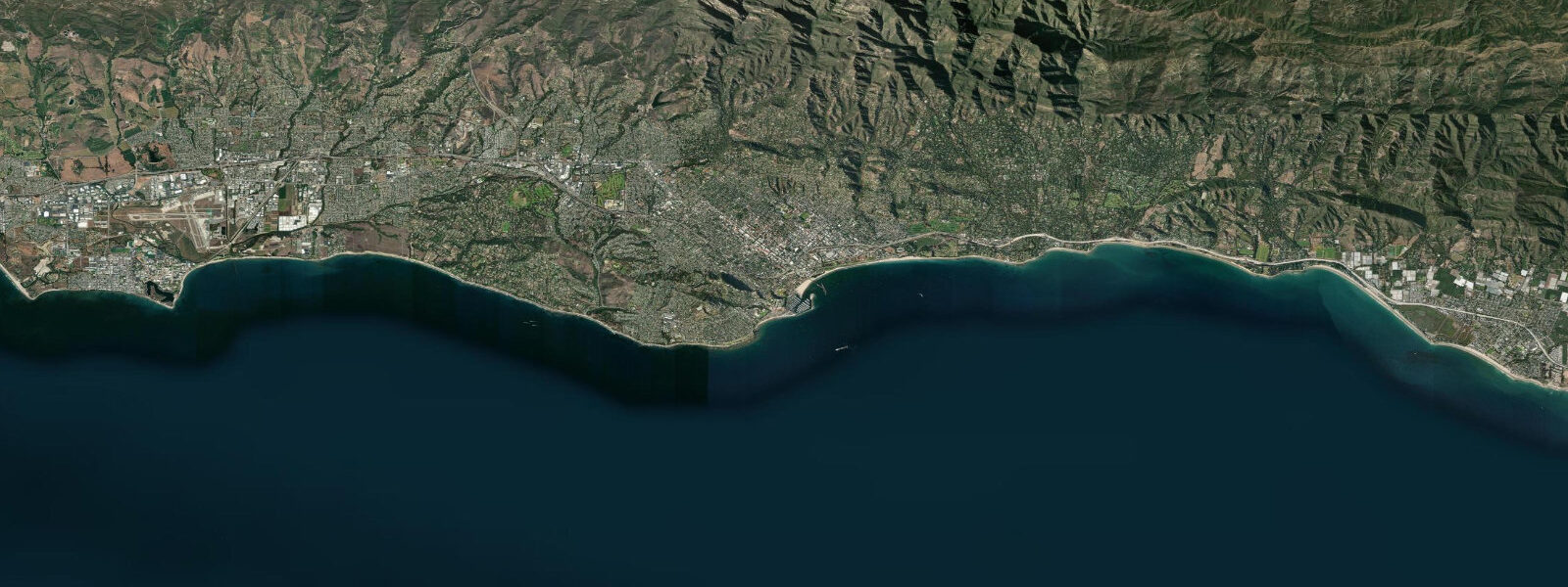Satellite view of the coast near Santa Barbara