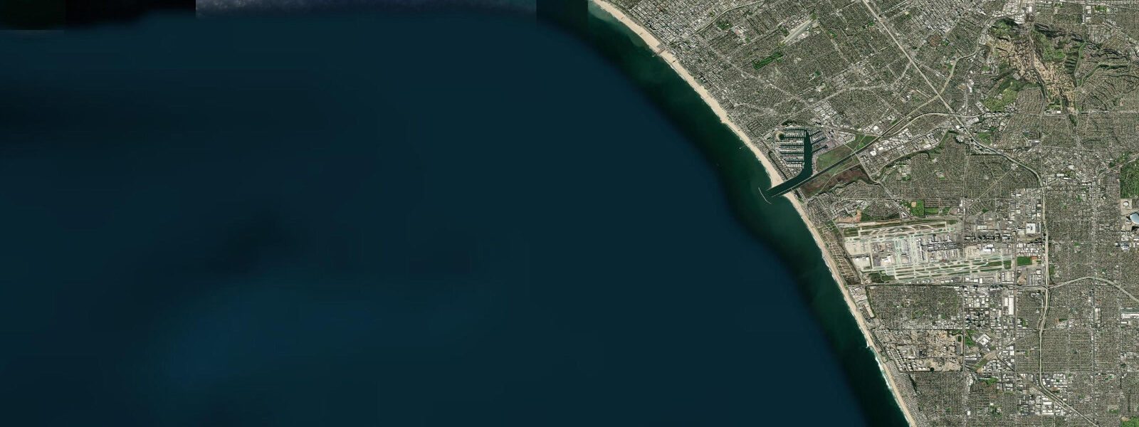 Satellite view of the coast near Santa Monica, CA