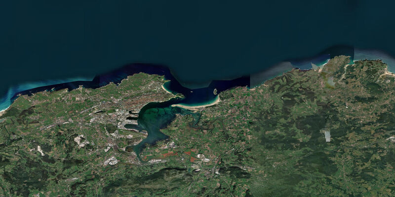 Satellite view of the coast near Santander