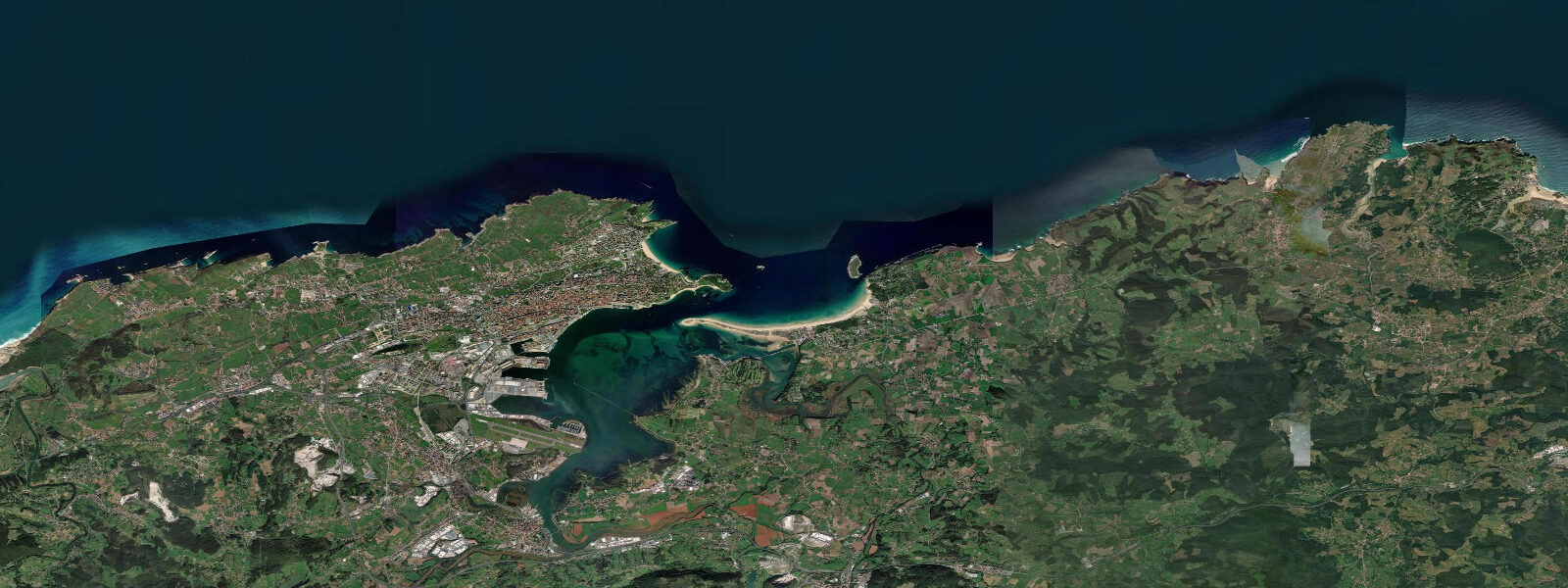 Satellite view of the coast near Santander