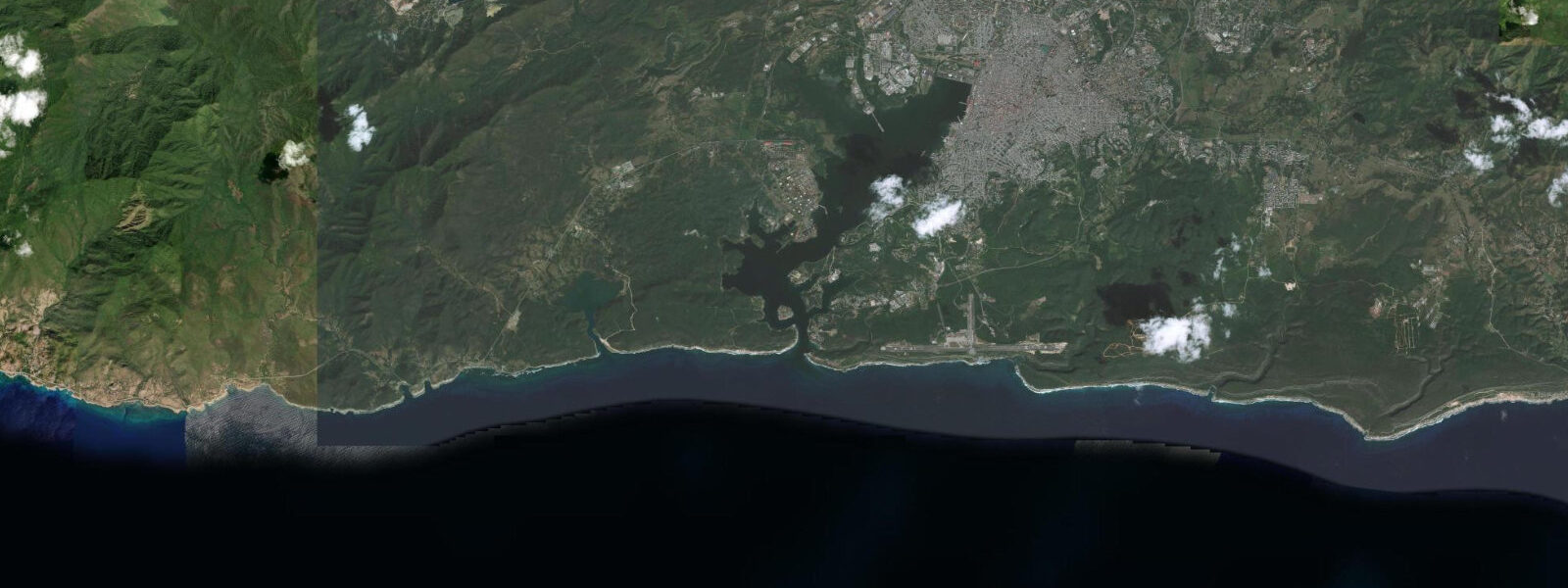 Satellite view of the coast near Santiago de Cuba
