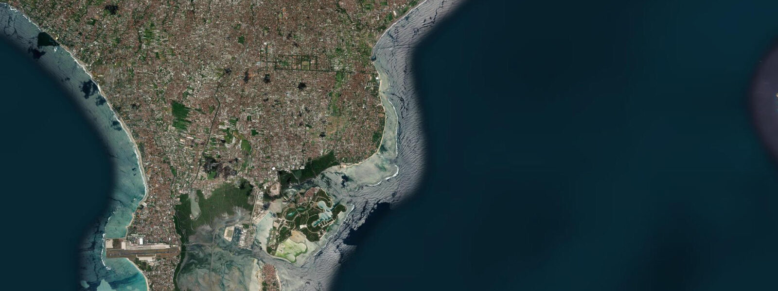 Satellite view of the coast near Sanur, Bali