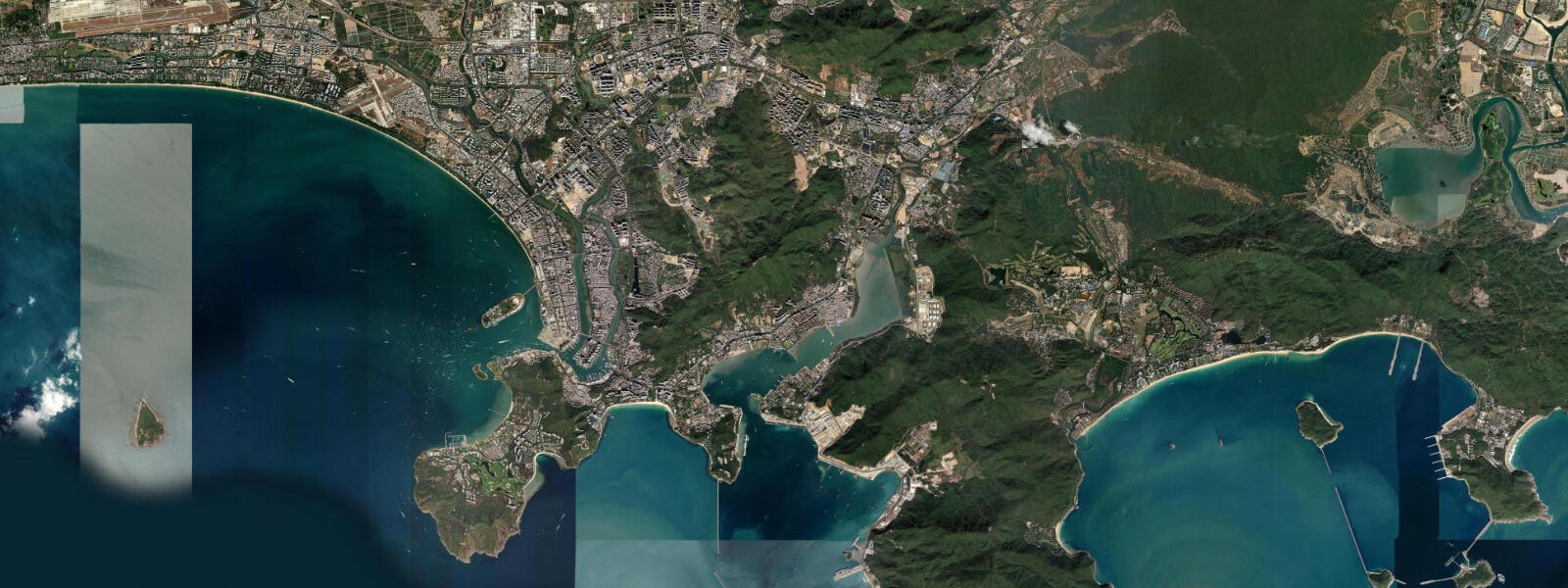 Satellite view of the coast near Sanya