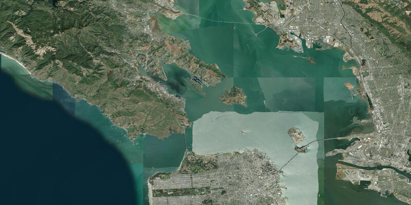 Satellite view of the coast near Sausalito