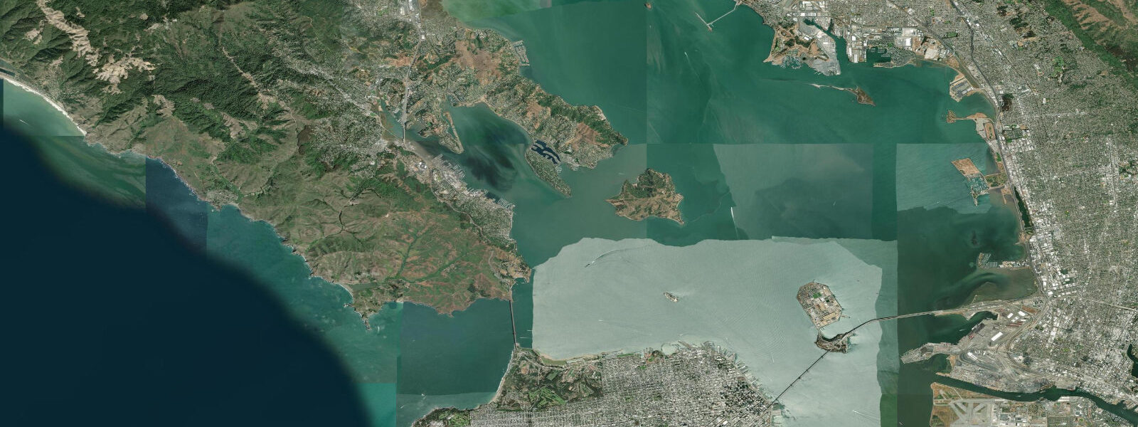 Satellite view of the coast near Sausalito