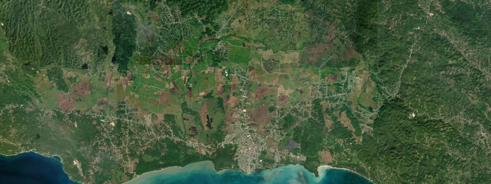 Satellite view of the coast near Savanna-la-Mar, Westmoreland