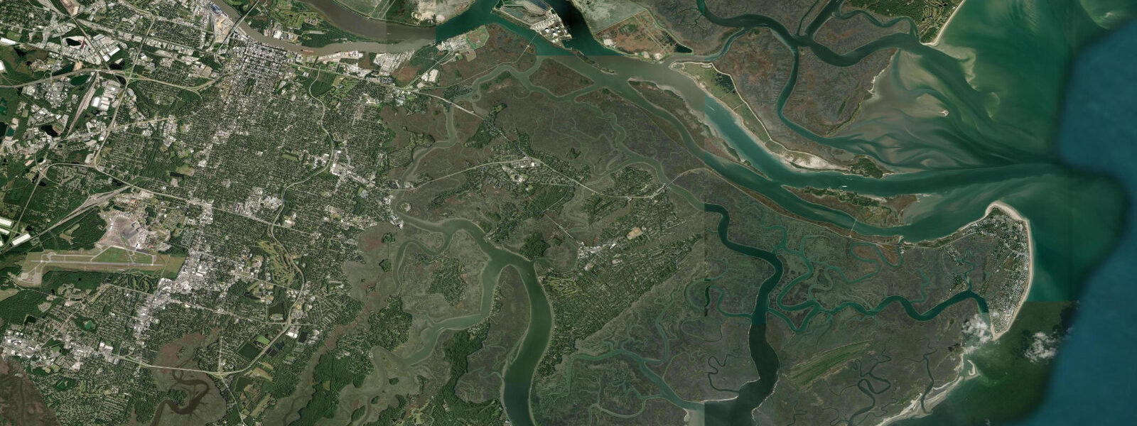 Satellite view of the coast near Savannah, GA