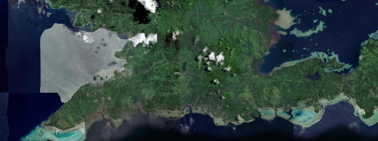 Satellite view of the coast near Savusavu, Vanua Levu, Fiji