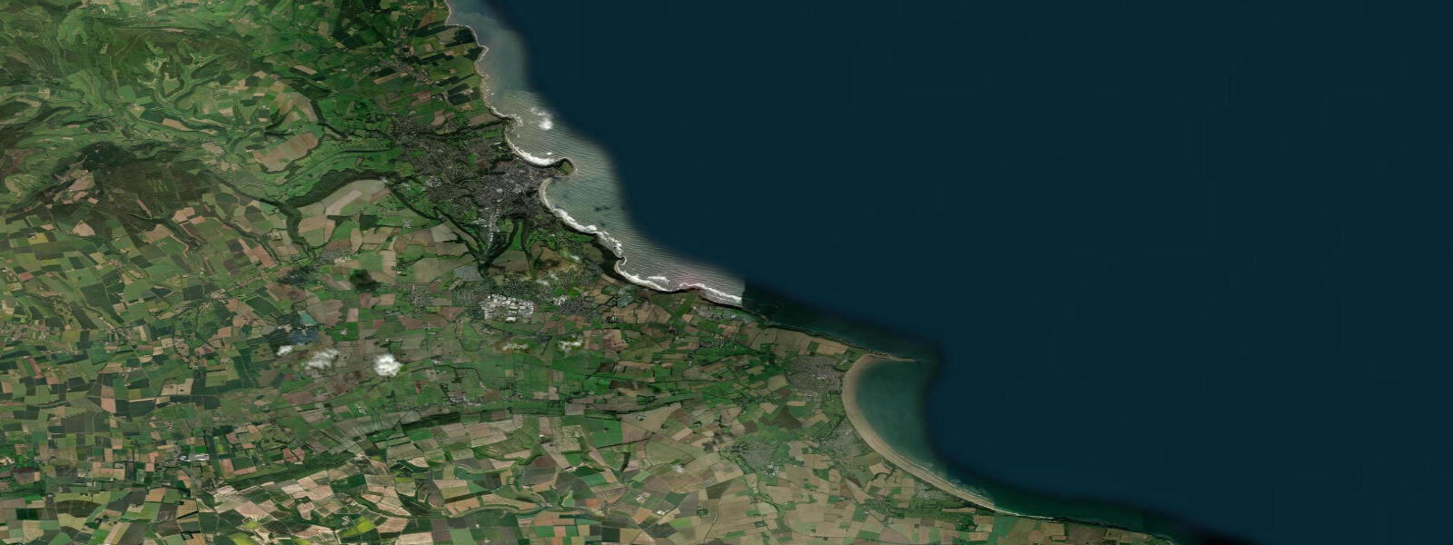 Satellite view of the coast near Scarborough
