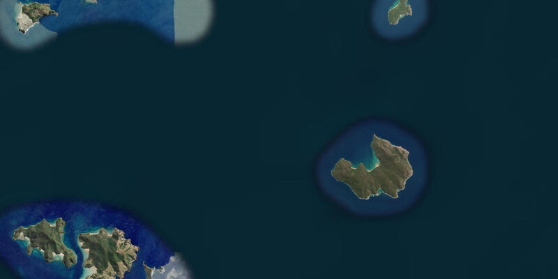Satellite view of the coast near Scawfell Island