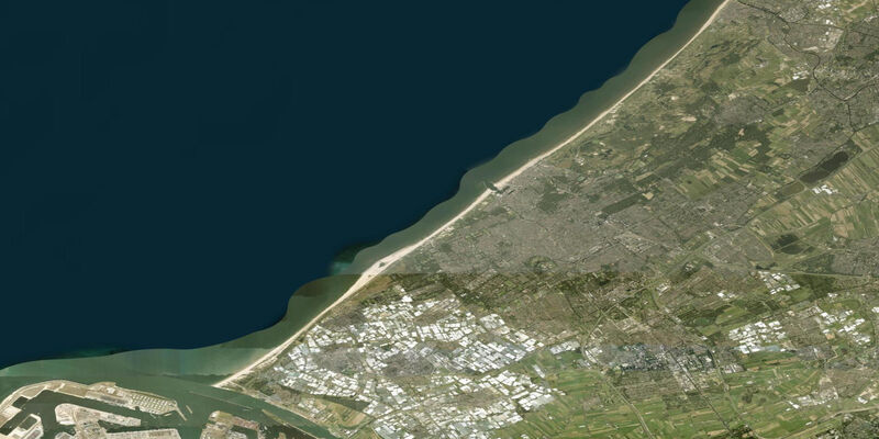 Satellite view of the coast near Scheveningen, South Holland