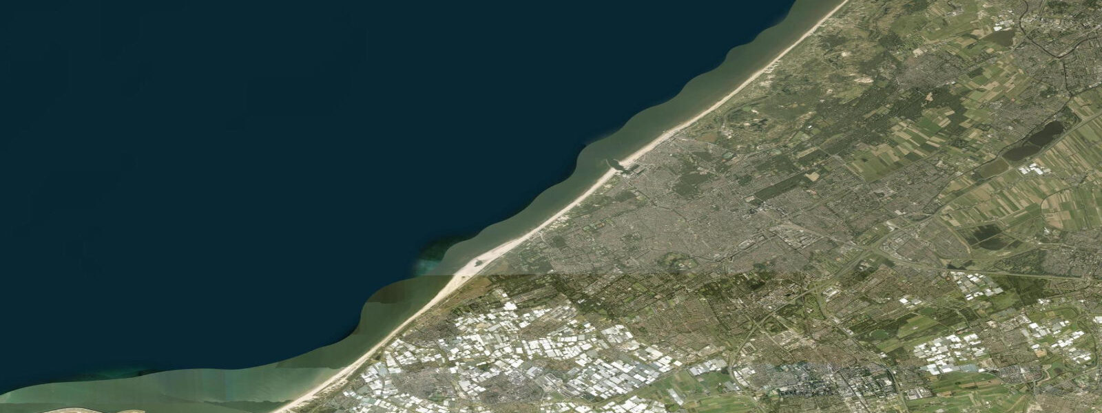 Satellite view of the coast near Scheveningen, South Holland