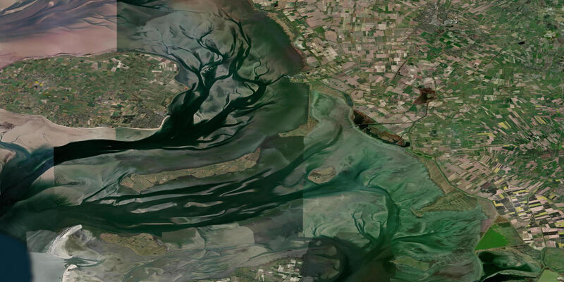 Satellite view of the coast near Schluttsiel