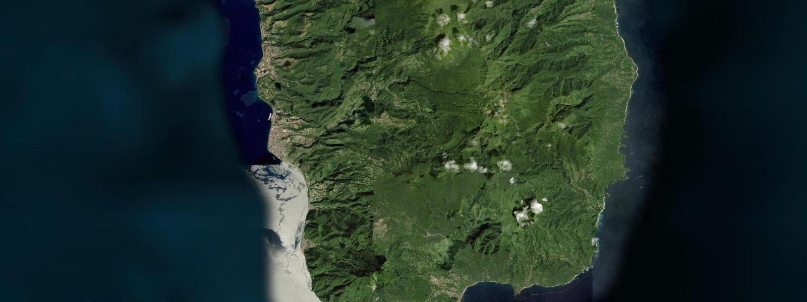 Satellite view of the coast near Scott's Head, Dominica