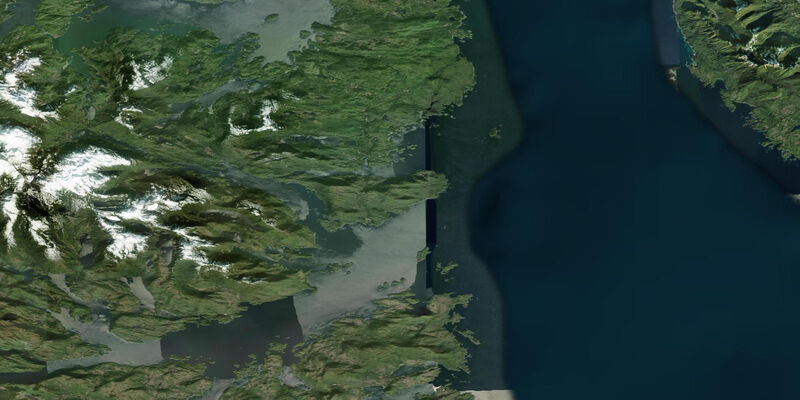 Satellite view of the coast near Scraggy Point