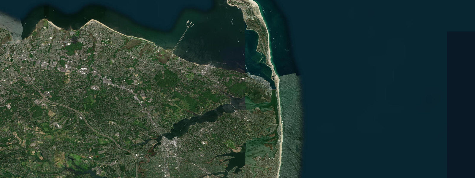 Satellite view of the coast near Sea Bright