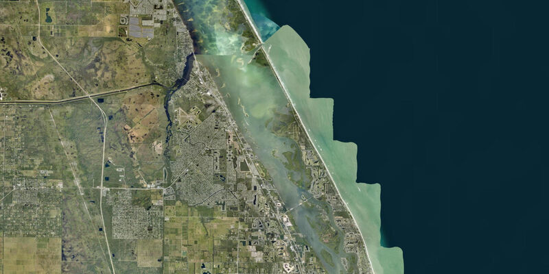 Satellite view of the coast near Sebastian