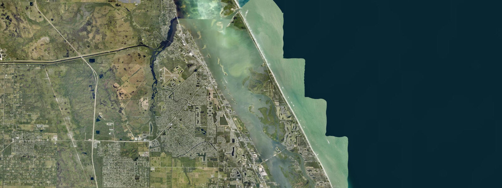 Satellite view of the coast near Sebastian