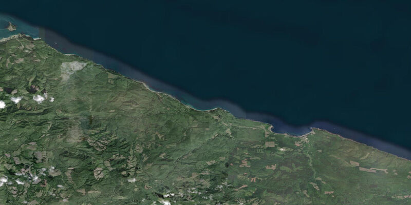 Satellite view of the coast near Sekiu