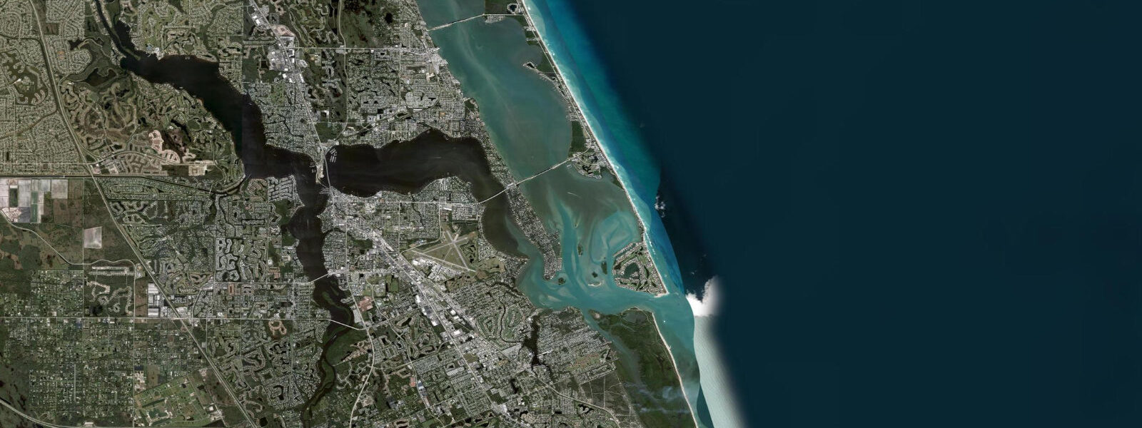Satellite view of the coast near Seminole Shores