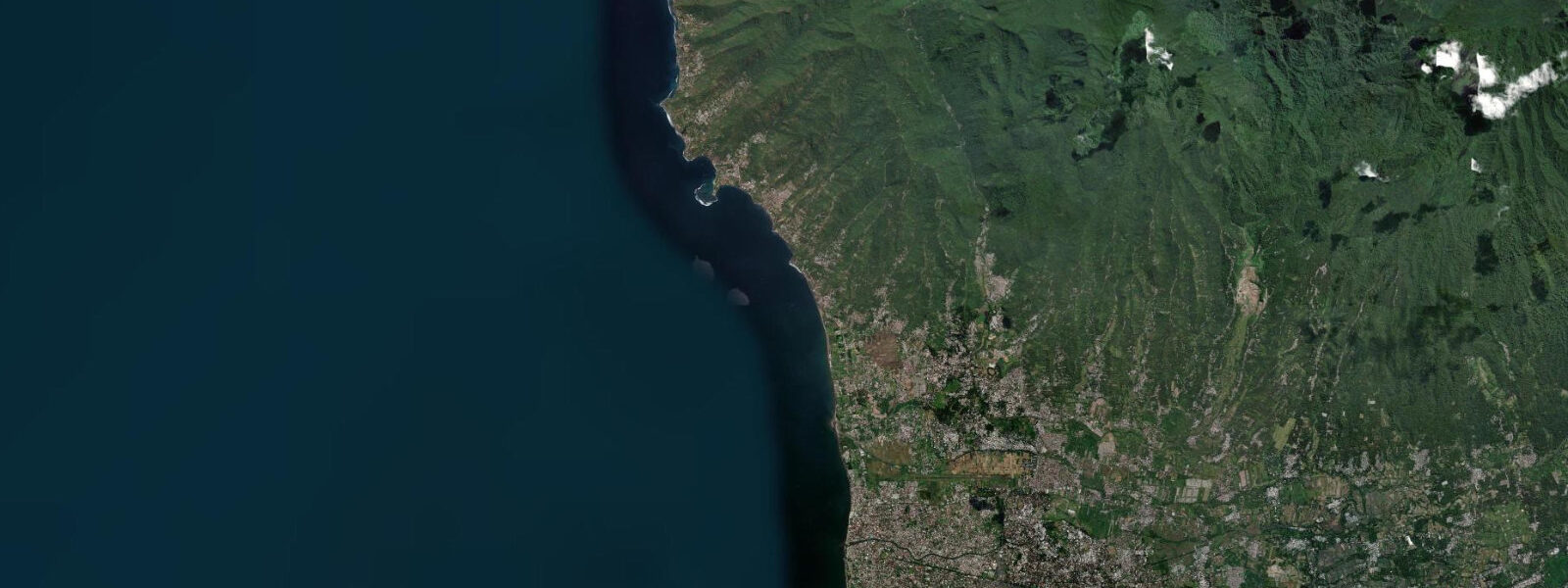 Satellite view of the coast near Senggigi Beach