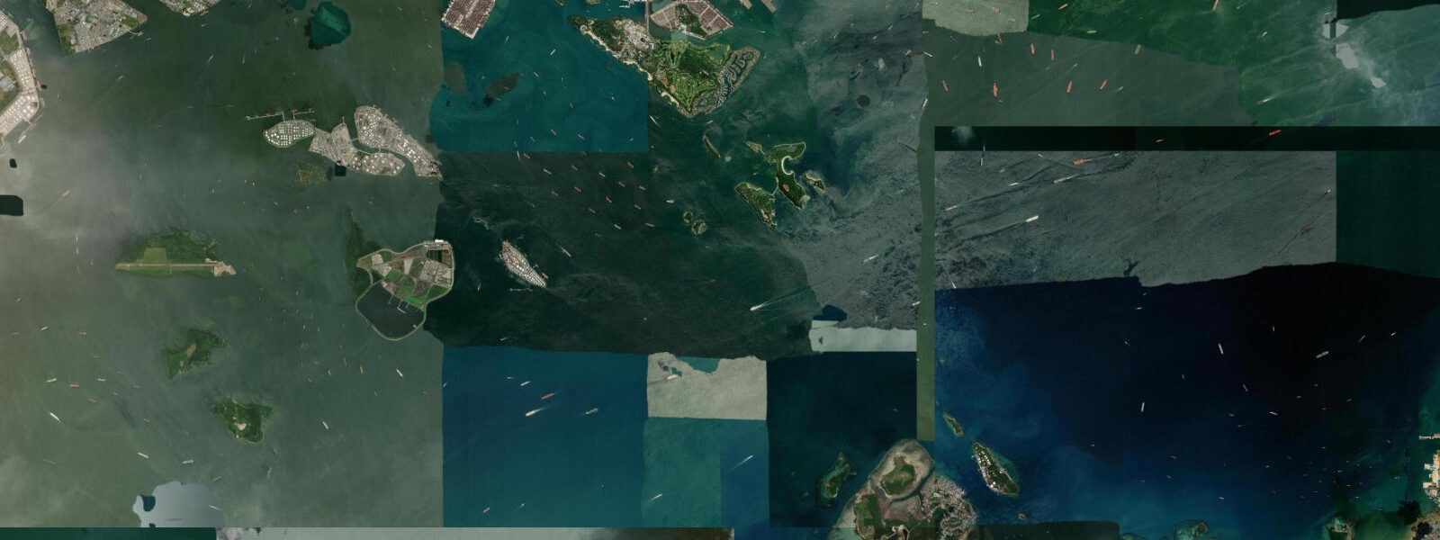 Satellite view of the coast near Sentosa, Singapore